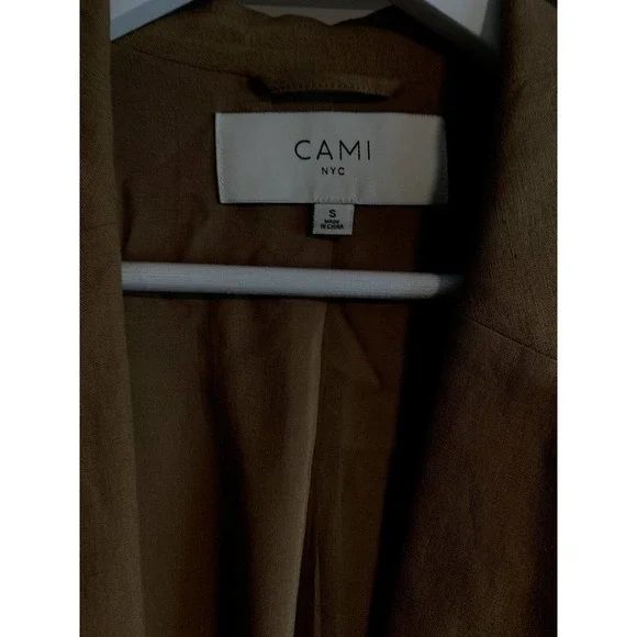 Cami NYC Owen Blazer Women's Size Small Brown Linen Solid Comfort Side Pockets